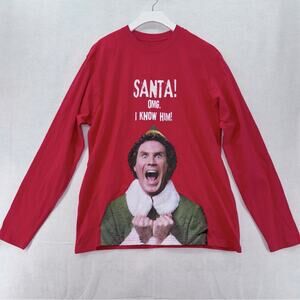 NWT Buddy the Elf Santa! OMG.  I know him! Long Sleeve T-shirt size Medium Red
